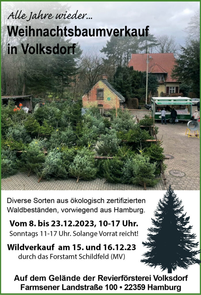 Anzeige Weihnachtsbaumverkauf Revierförsterei Volksdorf